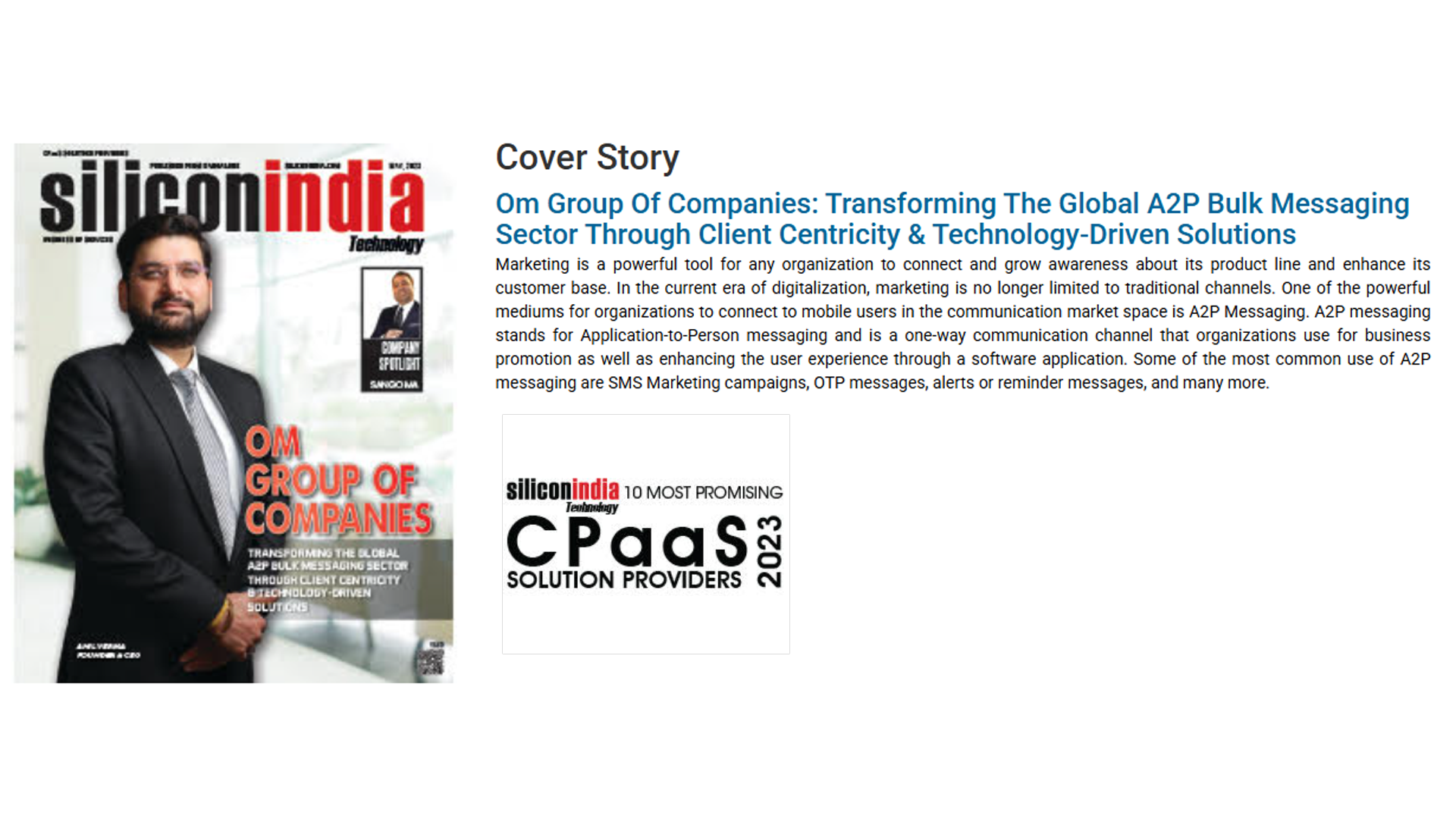 Recognized Among "Top 10 Most Promising CPaaS Solution Providers
